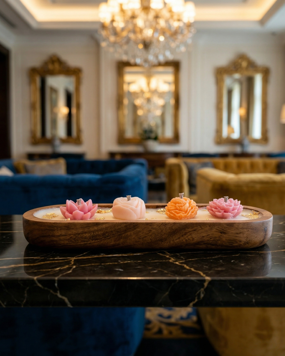 Fragnam Shikara Boat candle with intricate design and vibrant colors, displayed on a decorative surface.