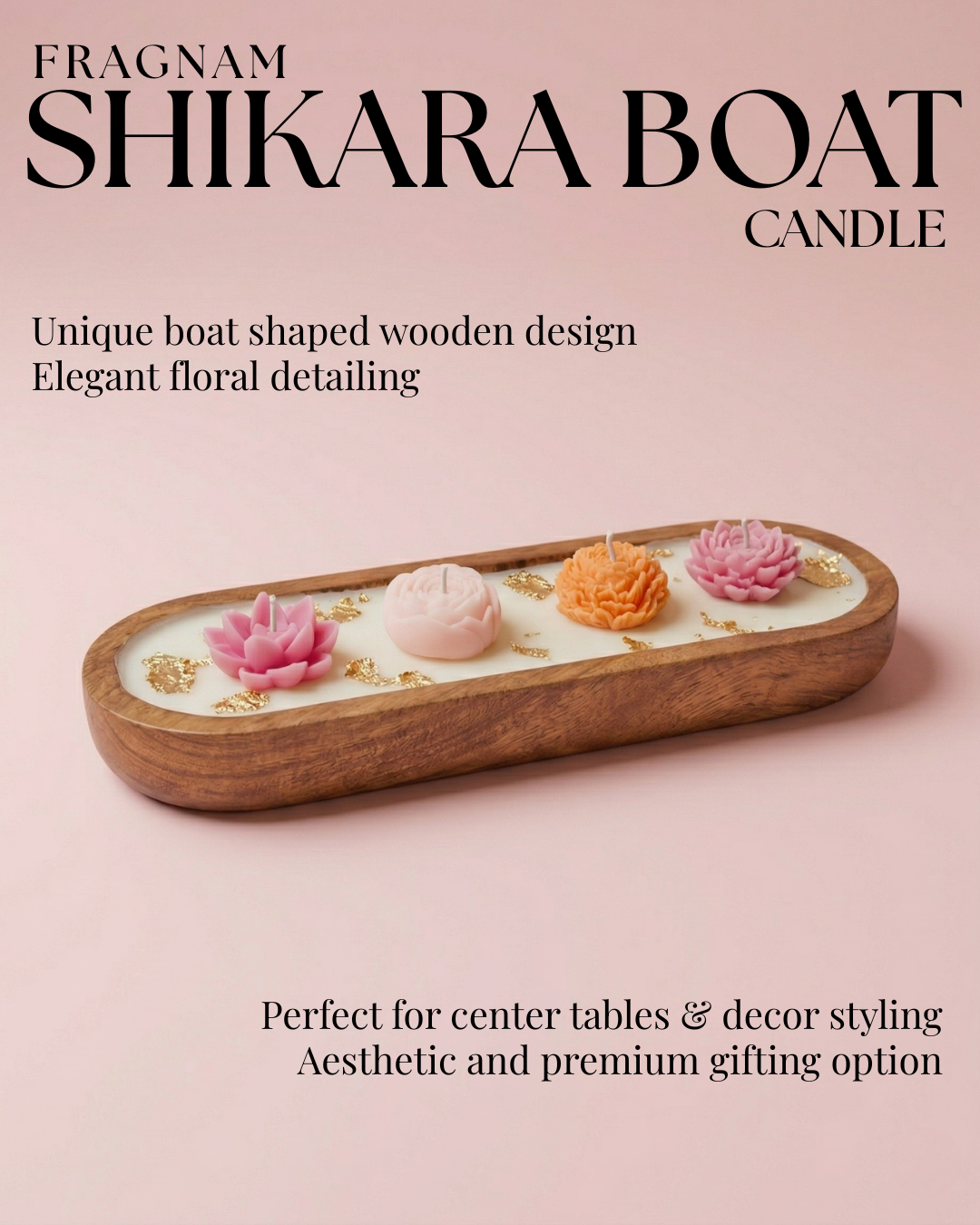Fragnam Shikara Boat candle with intricate design, featuring a traditional Indian boat shape and detailed craftsmanship.
