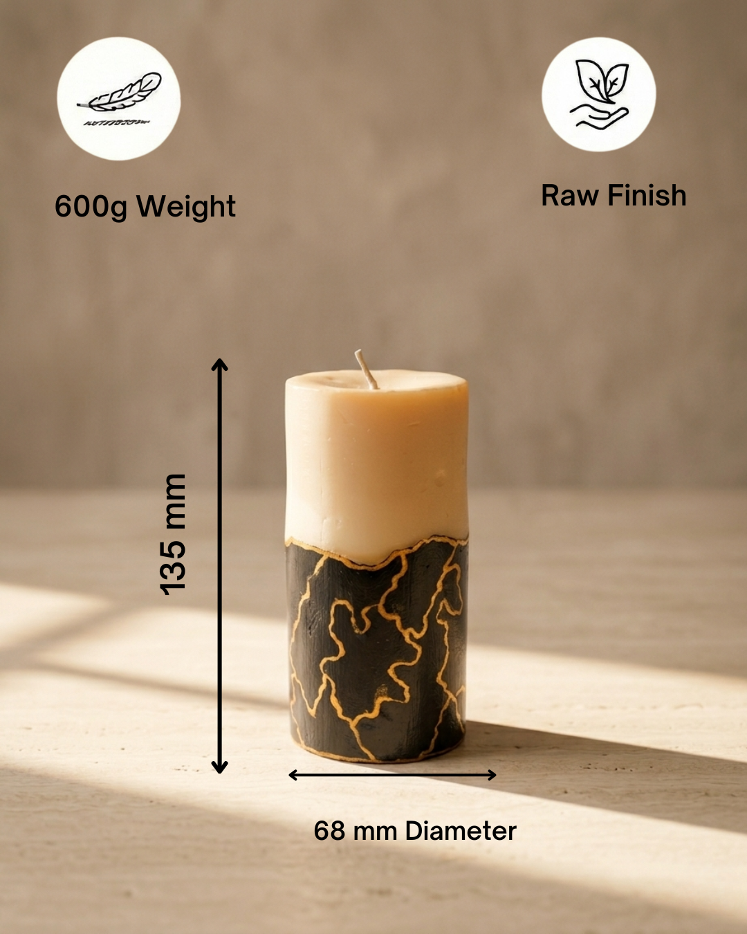 Fragnam Midnight Pillar Candle with a tall, black wax design and smooth finish, ideal for home decor or ambiance.