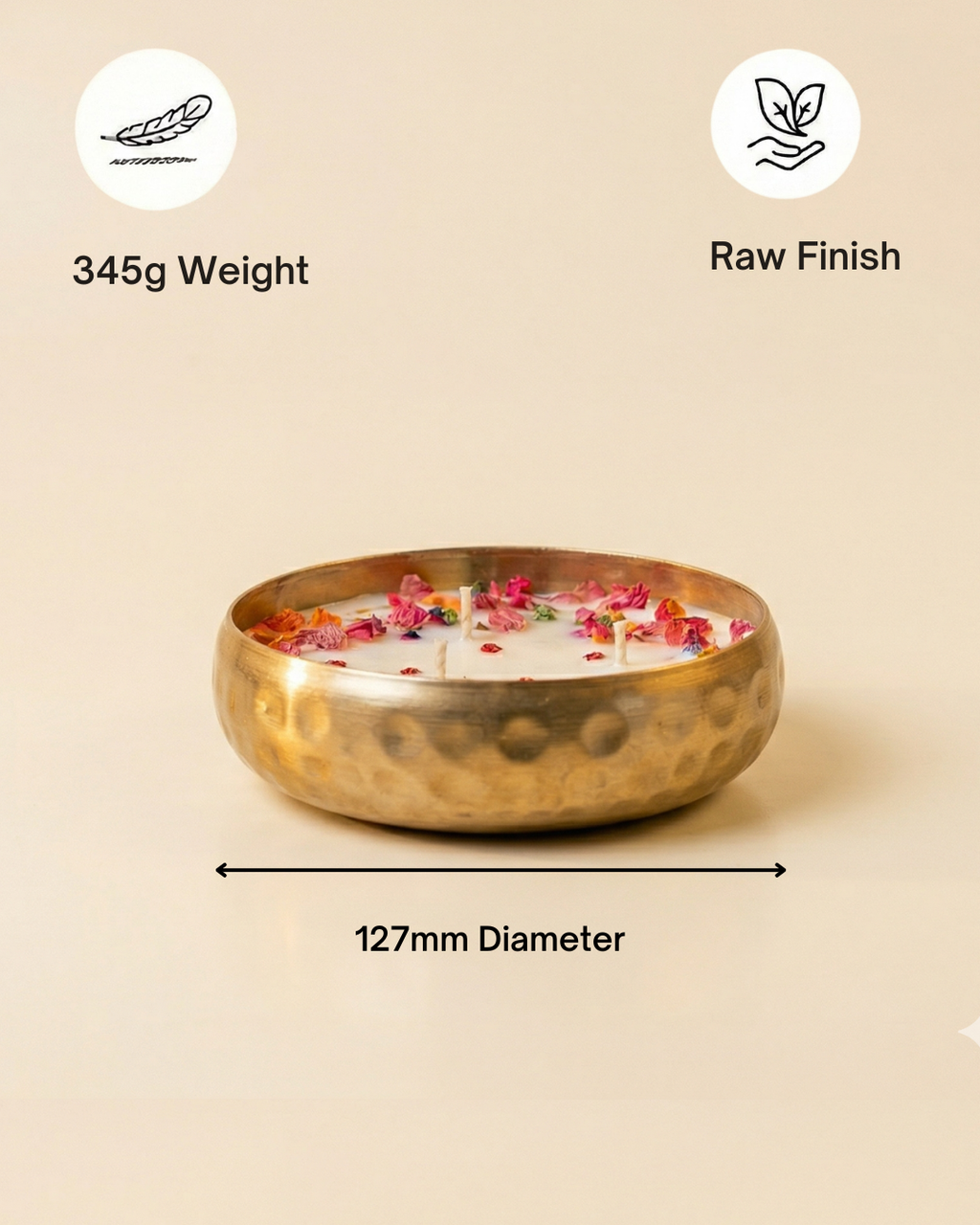 Hammered brass glow urli by Fragnam with a rounded, textured surface and a polished finish, perfect for decorative or functional use.