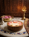 Fragnam Sheesham Luxe Urli Candle featuring a textured wood-look surface and elegant design for home decor.