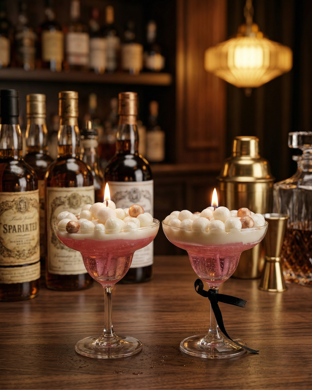 Fragnam Margarita Pearl Wine Candle with elegant pearl accents in a glass holder, perfect for home decor and ambiance.