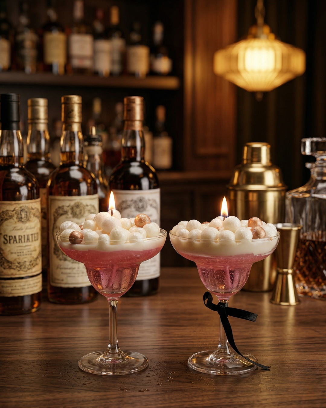Fragnam Margarita Pearl Wine Candle with elegant pearl accents in a glass holder, perfect for home decor and ambiance.