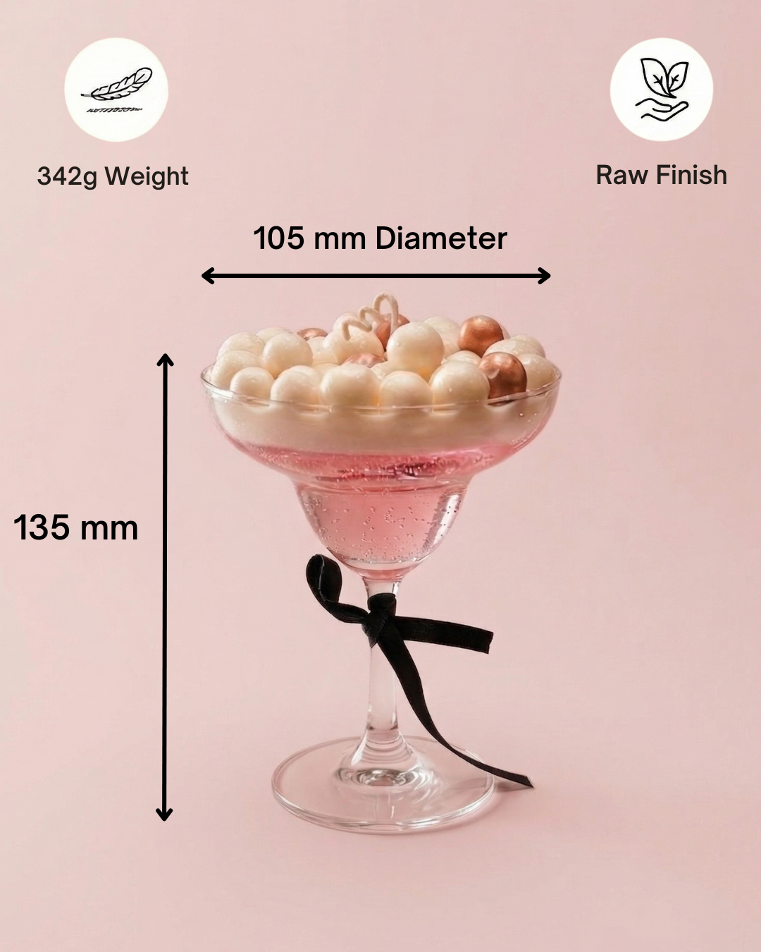 Fragnam Margarita Pearl Wine Candle with elegant pearl accents in a glass container, ideal for decorative or aromatic use.