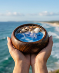 Fragnam Ocean Calm wooden urli candle with natural wood finish and decorative design for home decor and calming ambiance