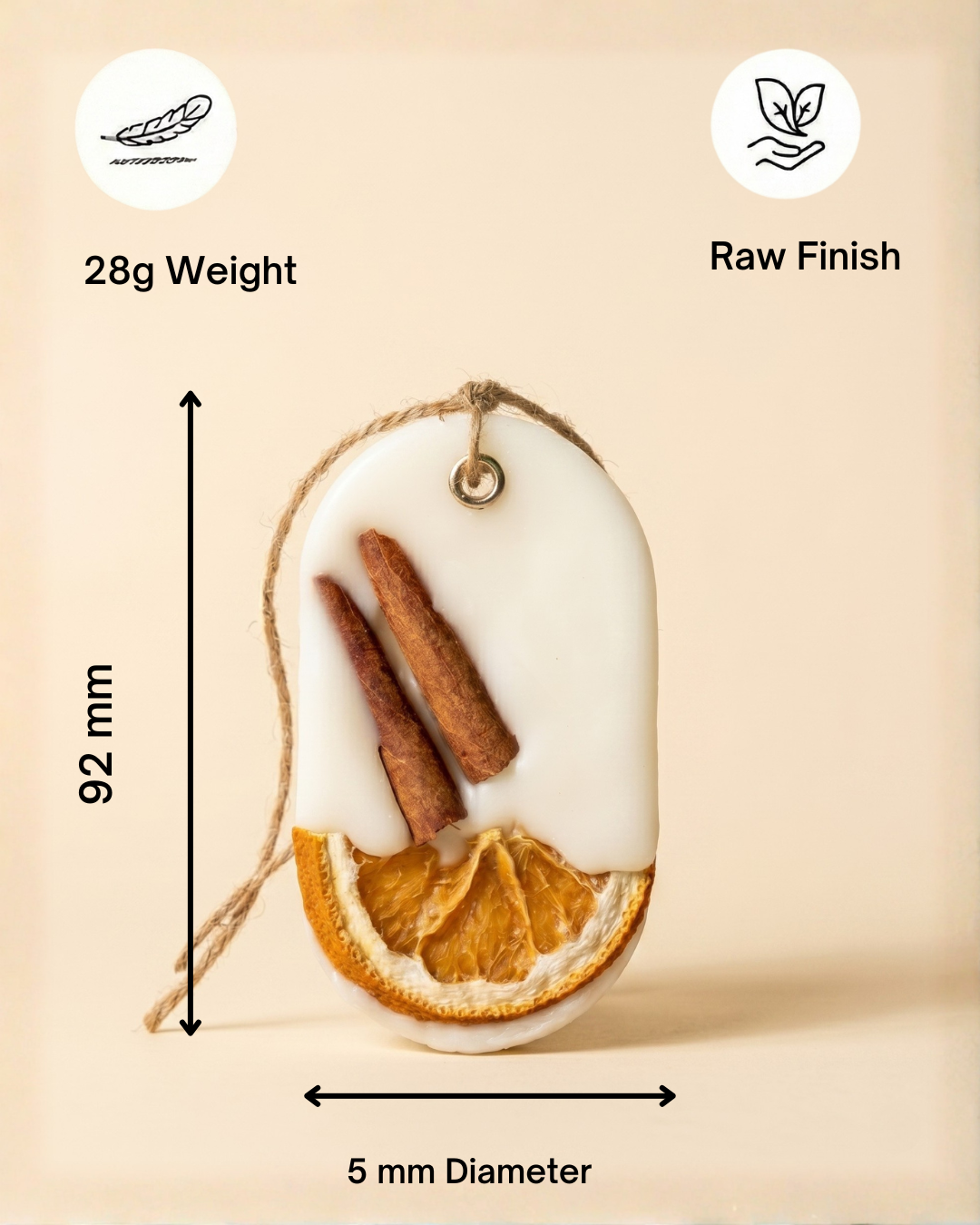 Fragnam Lemon Bark Hanging air freshener with citrus scent and decorative design, hanging from a hook.