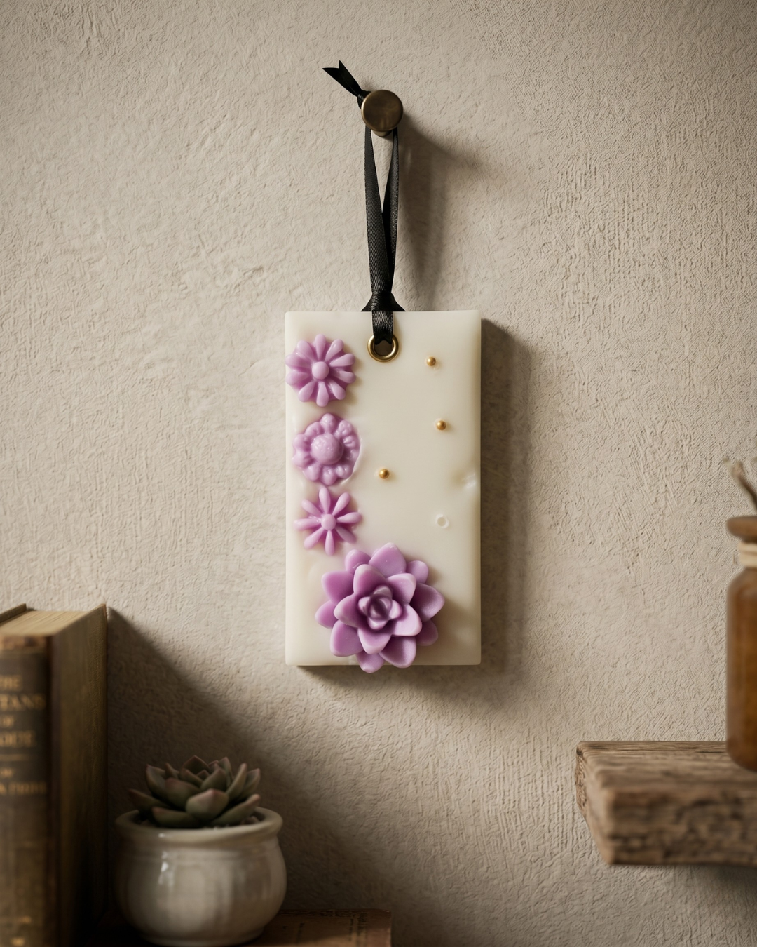 Lavender Flora Hanging by Fragnam featuring a decorative lavender-colored floral arrangement on a hanging display.