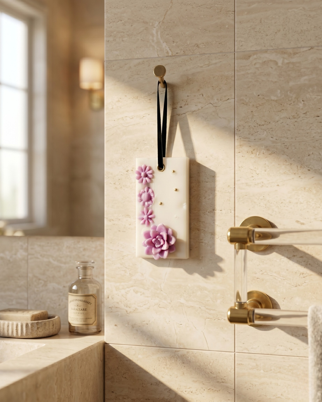 Lavender Flora Hanging air freshener by Fragnam featuring a decorative lavender flower design on a hanging ornament
