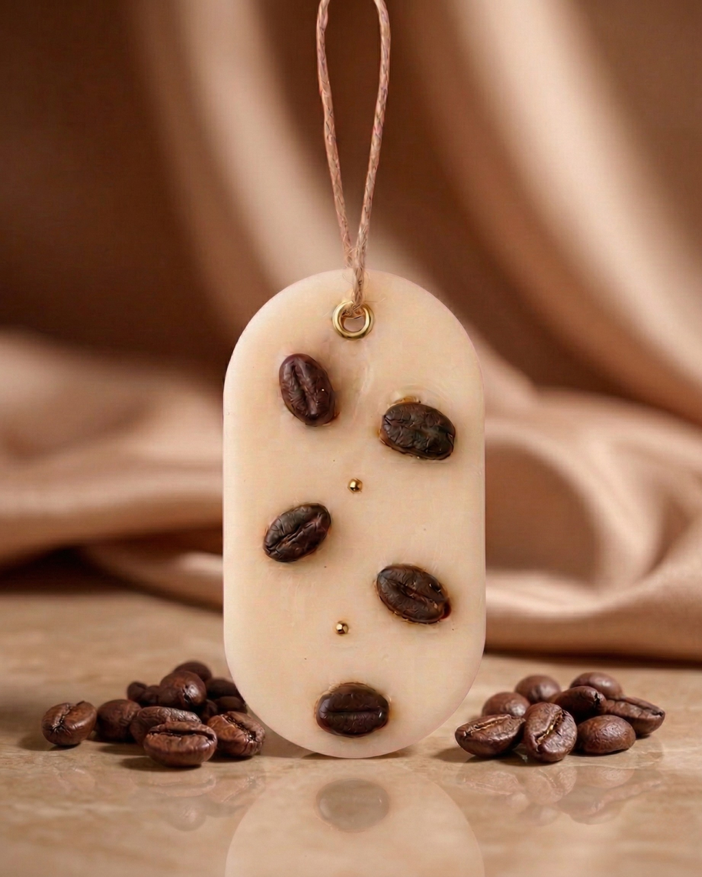 Fragnam Coffee Soy Wax Hangings showing two hanging wax decor pieces with coffee scent and natural soy wax finish.