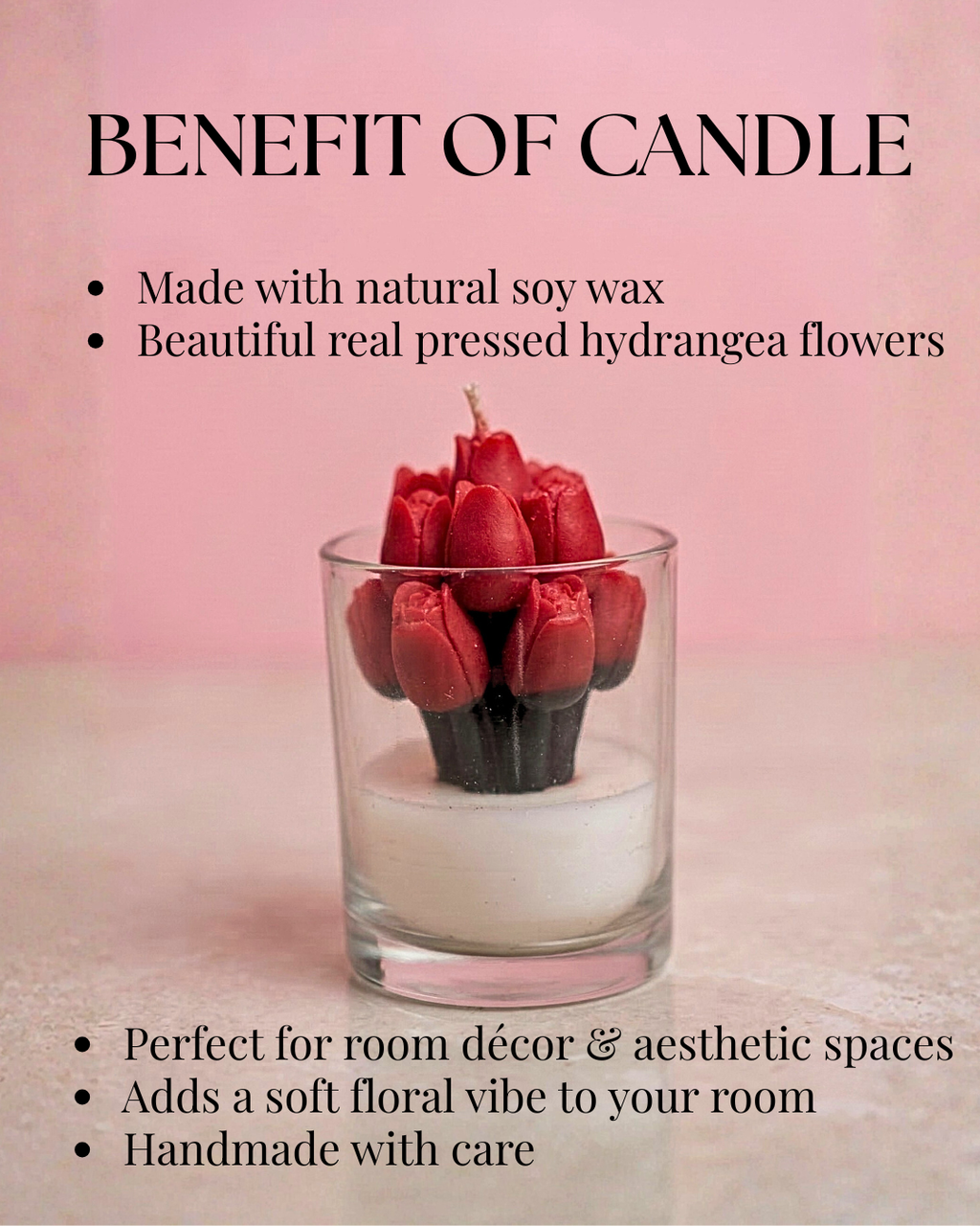 Fragnam Crimson Tulip Bloom Candle with vibrant red tulip design and elegant wax finish, perfect for decorative ambiance.