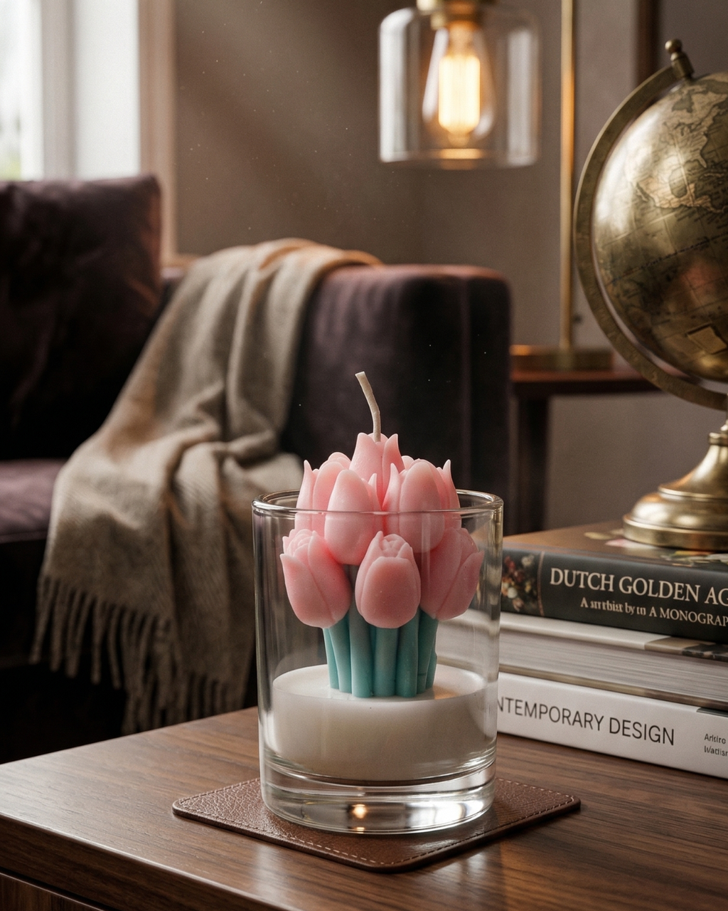 Fragnam Crimson Tulip Bloom Candle with vibrant red tulip design and elegant wax finish, perfect for decorative lighting