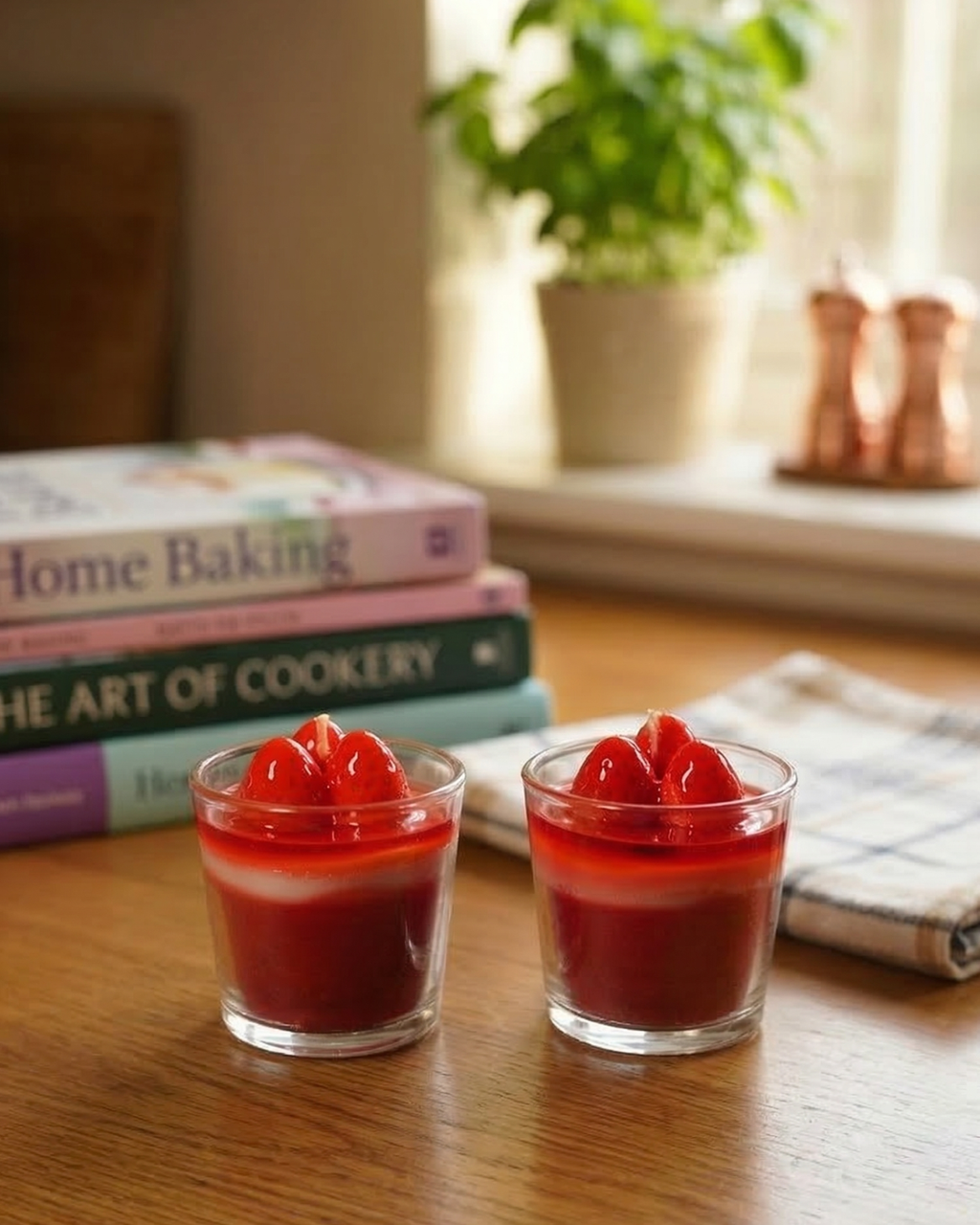 Fragnam Strawberry Charm Candle with decorative strawberry-shaped charm and elegant wax finish, perfect for home decor or gifts.