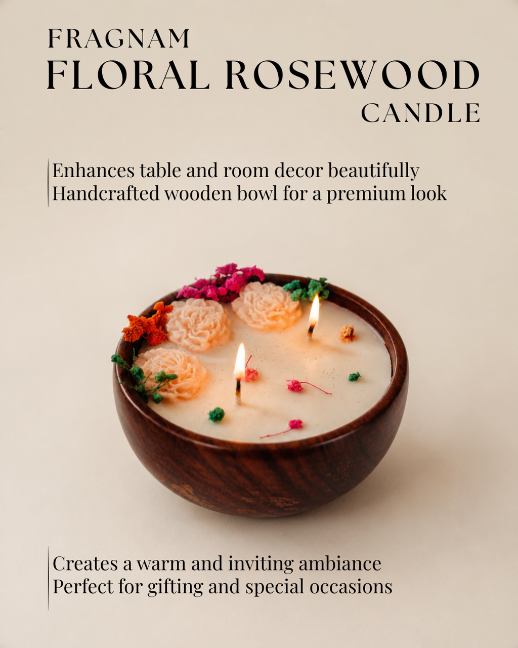 Fragnam Floral Rosewood Candle