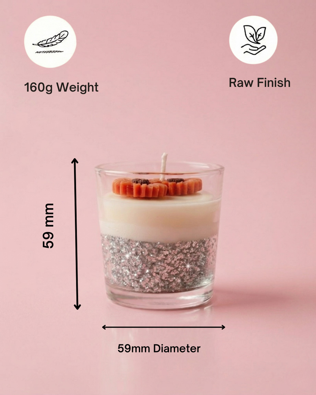 Fragnam Dual Glow Glitter Glass Candle set with shimmering glass containers and colorful wax candles inside.