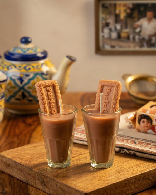 Fragnam Chai Biscuit Candle with a warm, inviting aroma in a decorative container, ideal for cozy home ambiance.