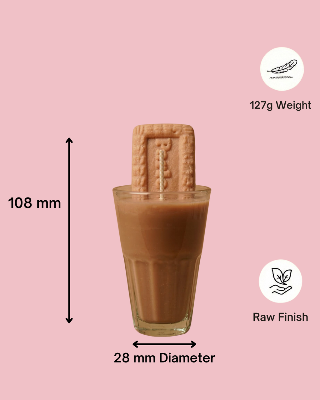 Fragnam Chai Biscuit Candle with soy wax and warm chai biscuit scent, featuring a cylindrical shape and decorative label.