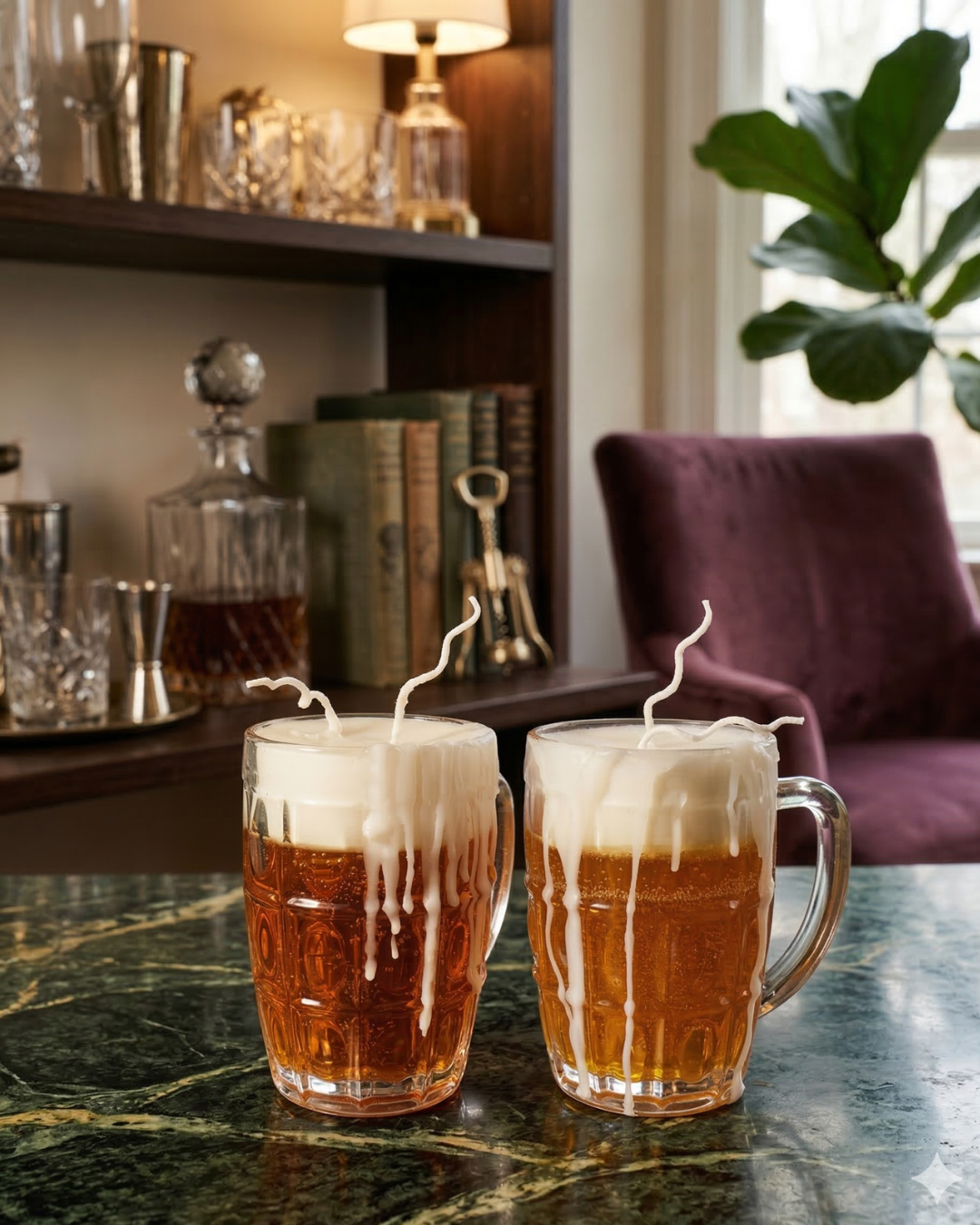 Fragnam Golden Brew Candle with a warm amber-colored wax and decorative label, designed for home ambiance and fragrance.