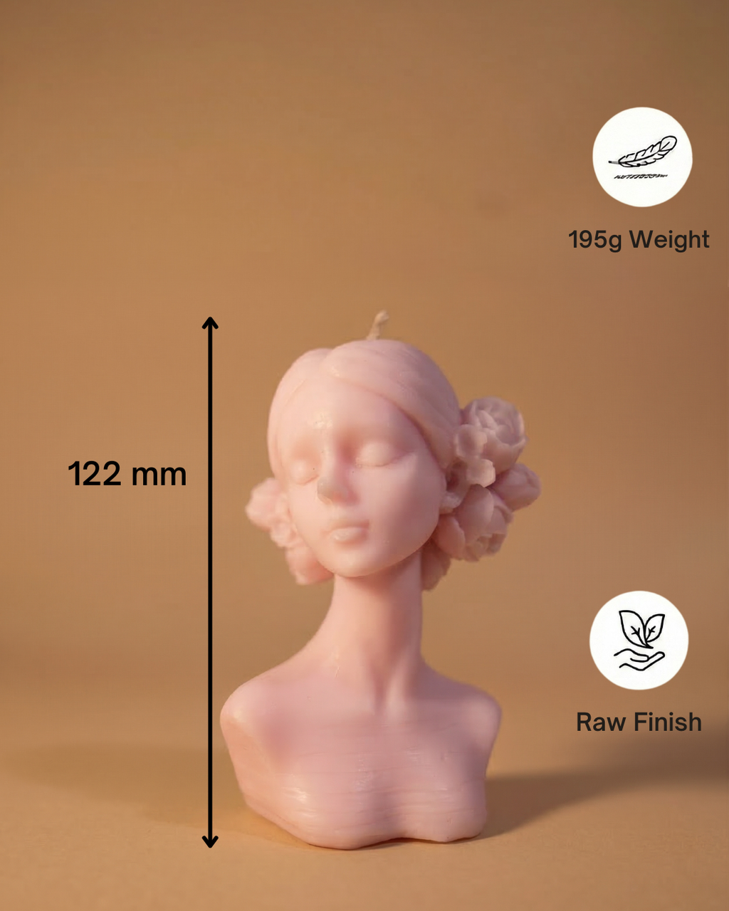 Fragnam Blooming Lady Sculpt Candle featuring a detailed floral design on a white wax sculpture.