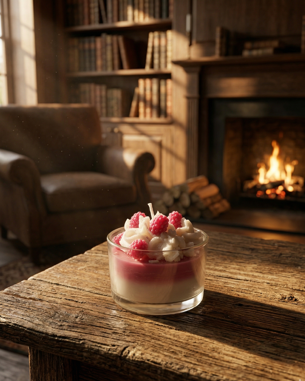 Fragnam Dessert Delight glass candle with creamy dessert-inspired design and elegant label, perfect for home decor.
