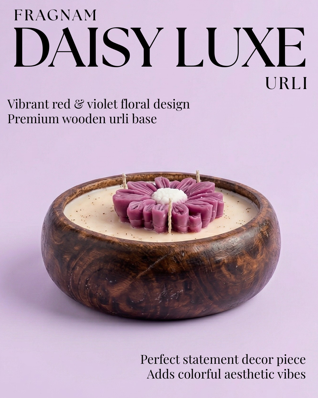 Fragnam Daisy Luxe Urli with intricate floral design, white color, and ornate detailing on ceramic surface.