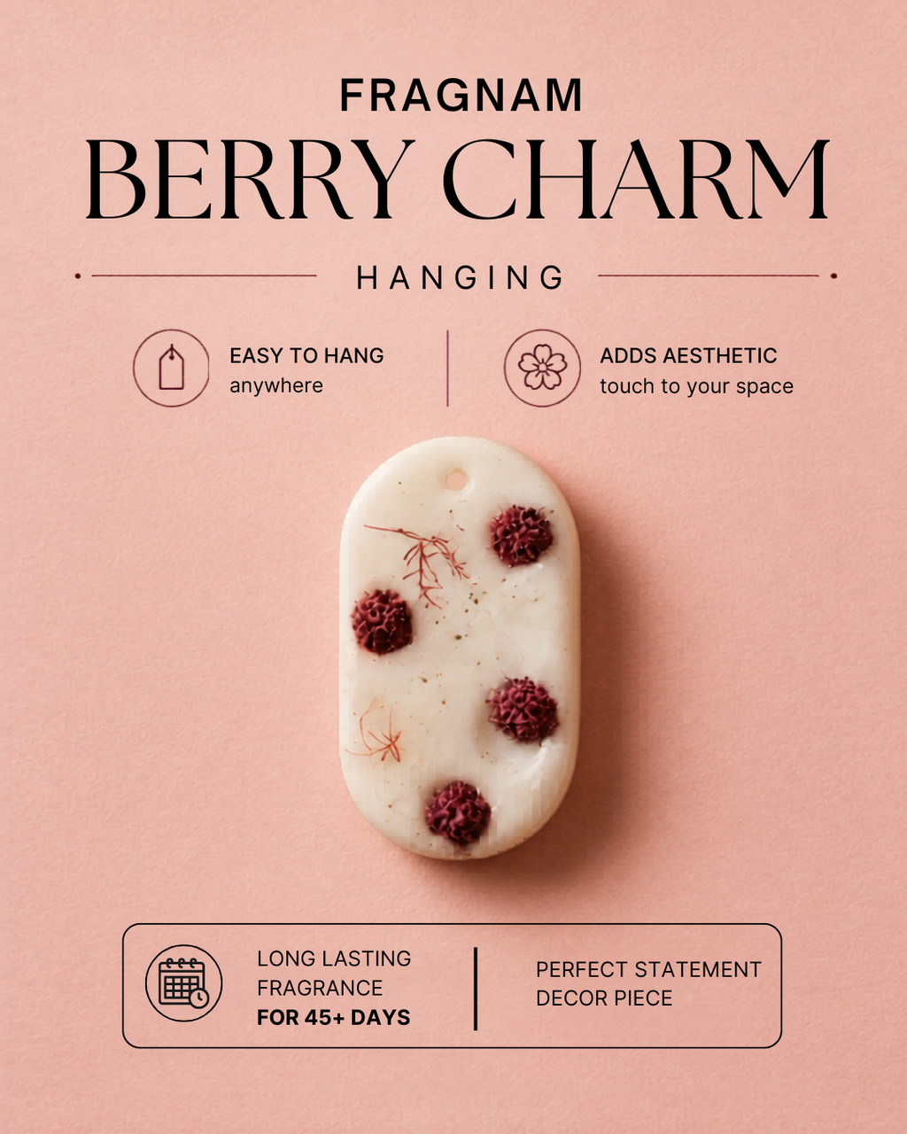 Fragnam Berry Charm Hanging featuring colorful berry-shaped decorations on a string, ideal for home or event decor.