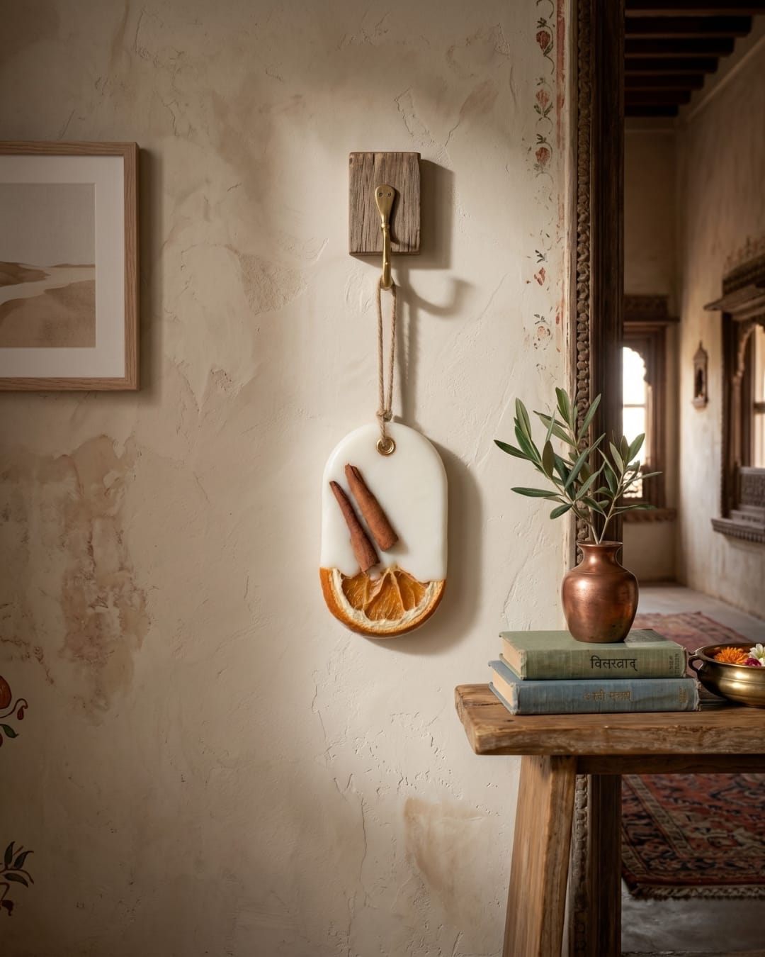 Fragnam Lemon Bark Hanging air freshener with lemon scent, featuring a decorative bark design hanging from a string.